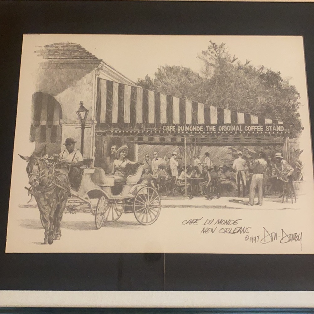 Artist Don Davey Vintage 1997 CAFÉ DU MONDE, New Orleans, LA, Award Custom Frame
